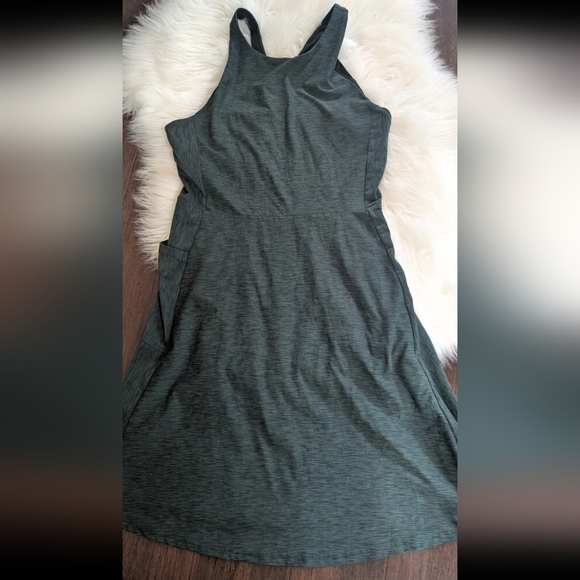 Prana Kimble Athletic Tank Dress Forest Green Heather M Medium Media Pocket - Picture 1 of 8
